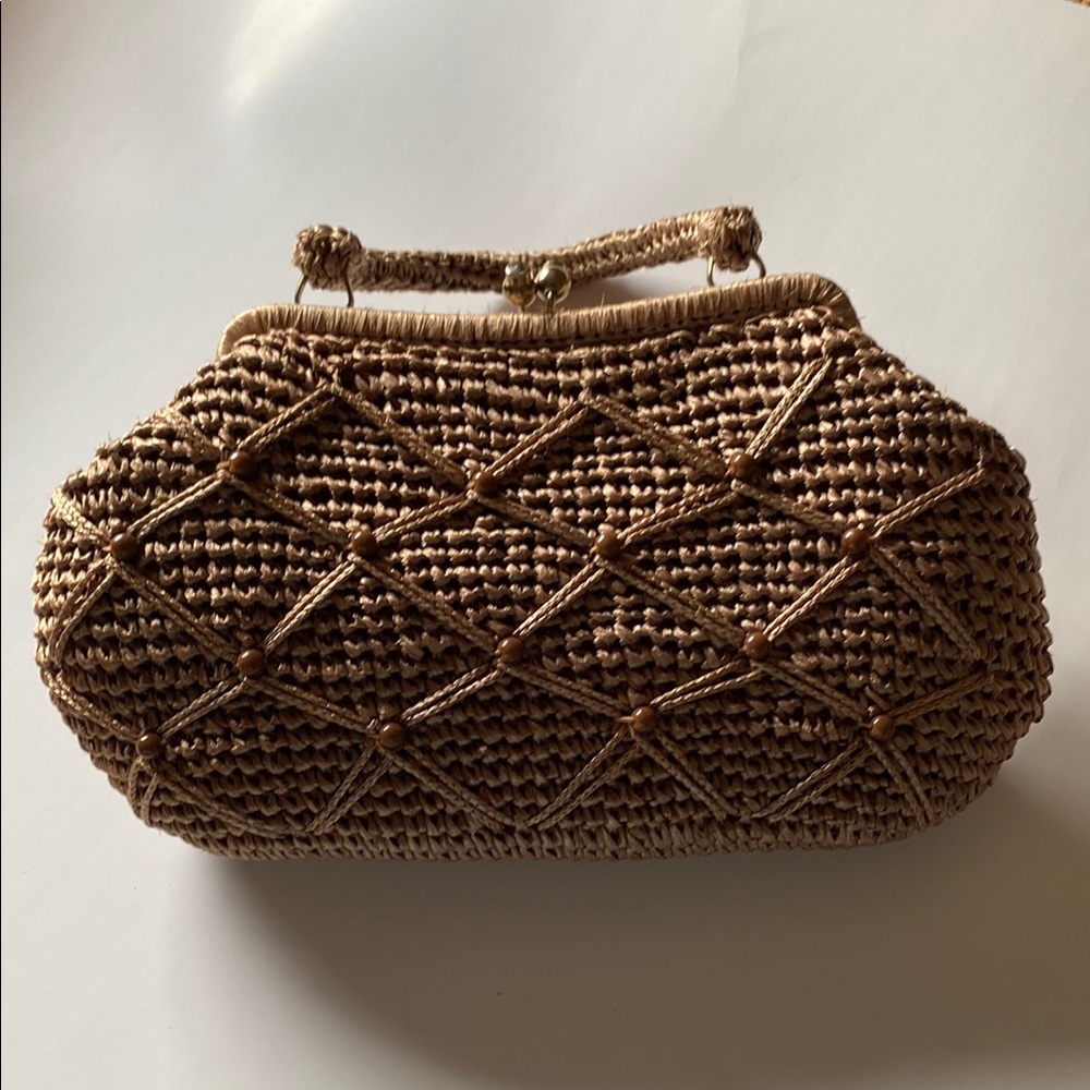 Elegant Tan Woven Handbag